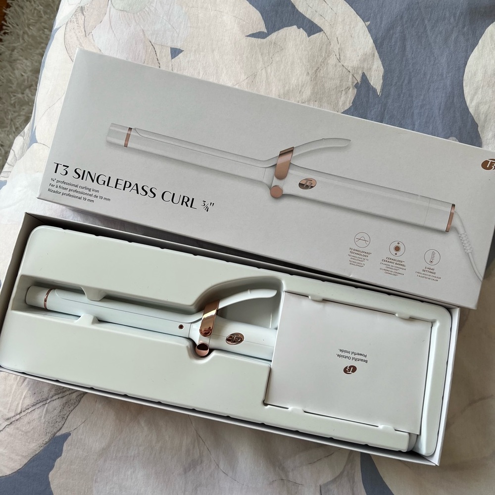 T3 SinglePass Curl 3/4” Professional Curling Iron